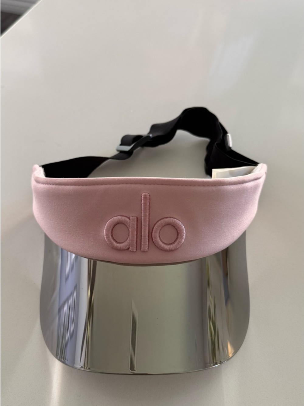 ALO Yoga Pink Visor with Silver Reflective Brim